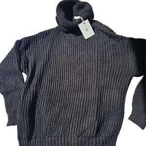 Milio Milano Sweater Womens S/M Black Turtleneck Pullover Heavyweight Knit